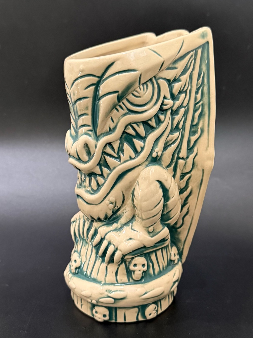 2016 Big Toe Tiki Farm Frankie's Tiki Room Vegas Surf Dragon Teal 3D Tiki Mug